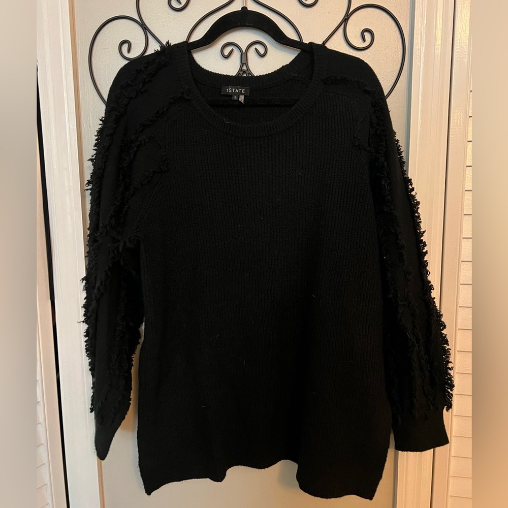 1.STATE Black fringe sweater. Size L